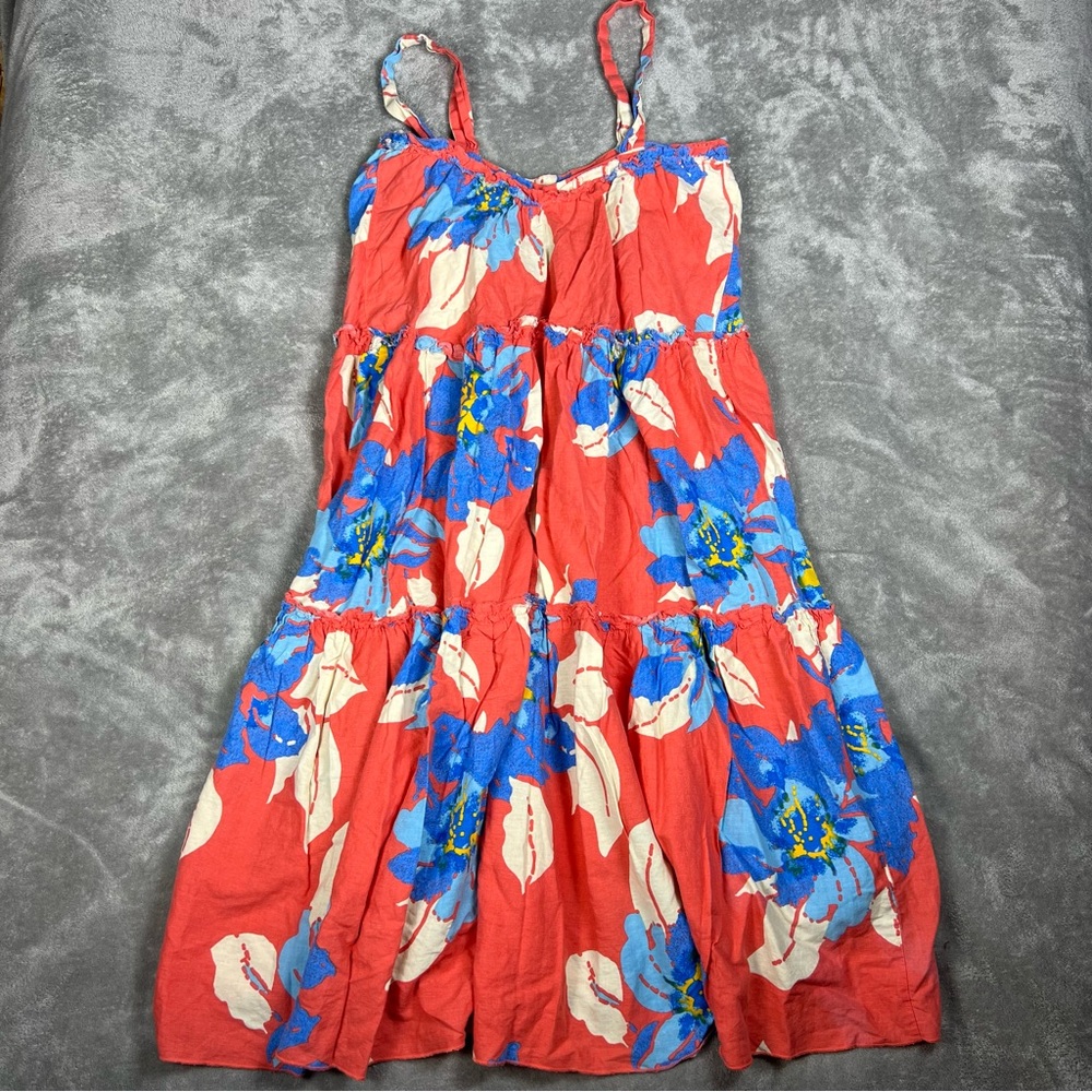 Free People Dress Womens Small Moonshine Floral Beachy Tropical Vacation Linen - Picture 6 of 10